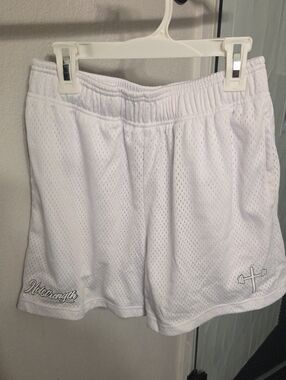 Men's White Athletic Mesh Shorts with Subtle Logo
